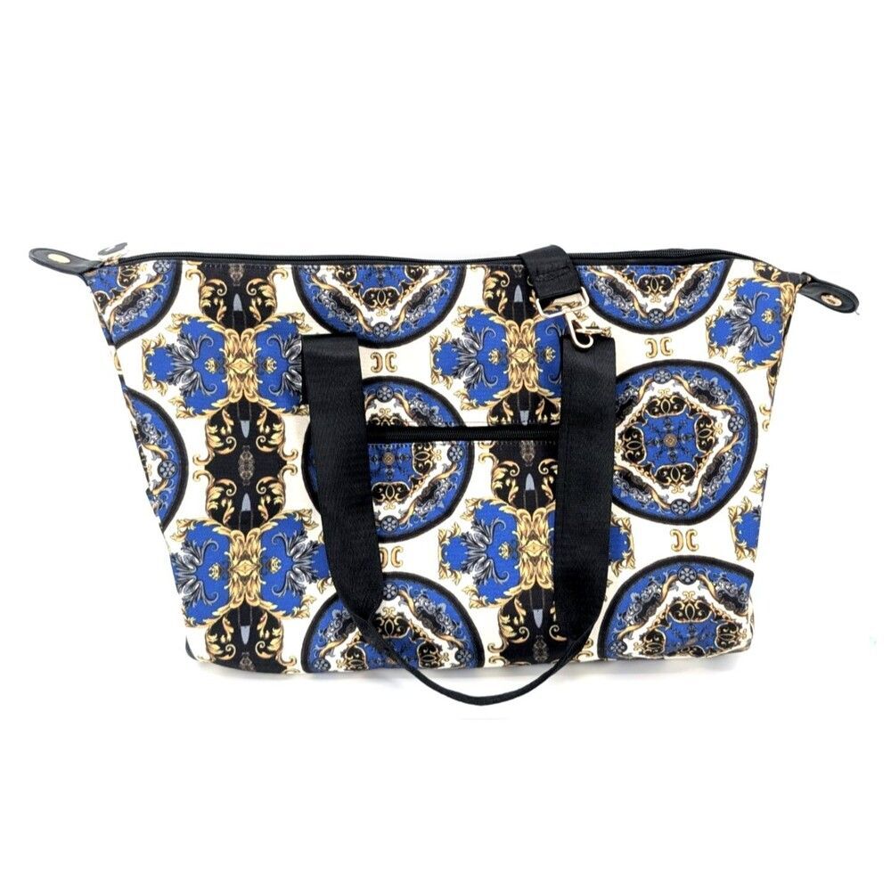 Alice + Olivia by Stacey Bendet White Blue Sports Weekender Duffel Bag W/ Strap